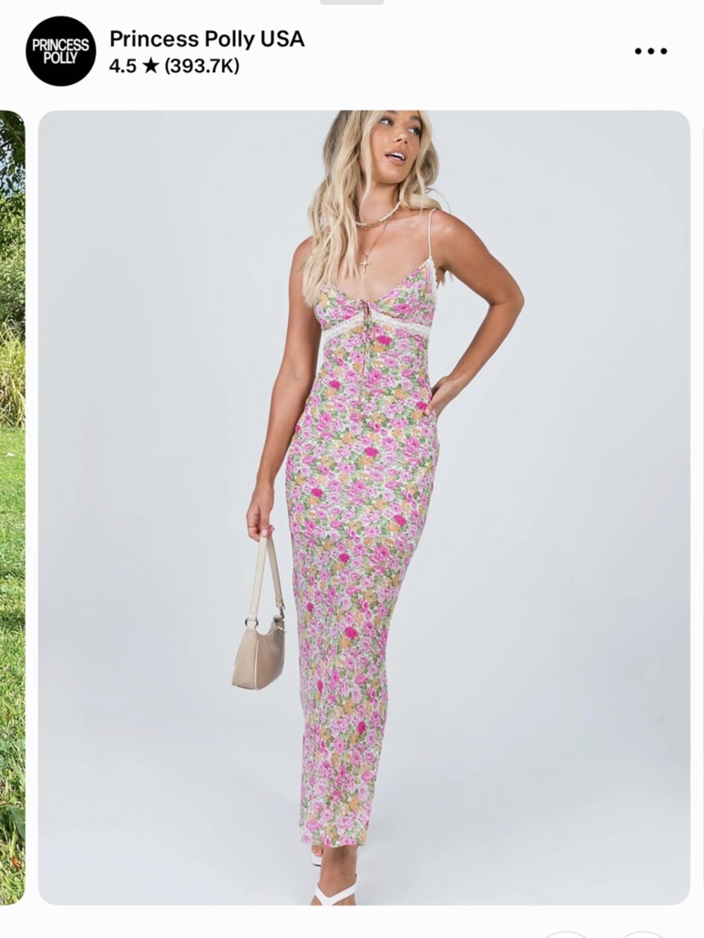 Princess Polly Emily dress Pink Floral Spaghetti-Strap Maxi Dress